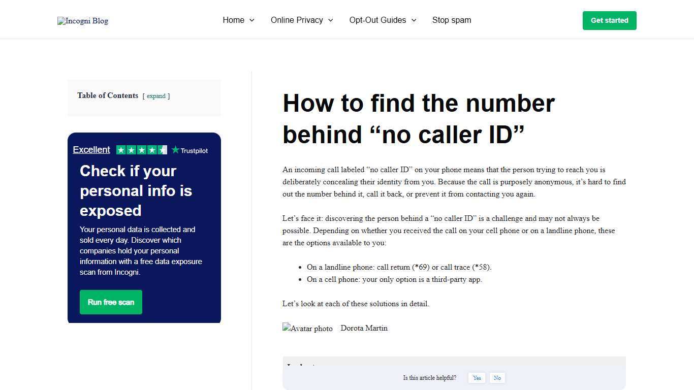 How to find the number behind “no caller ID” [2026] | Incogni